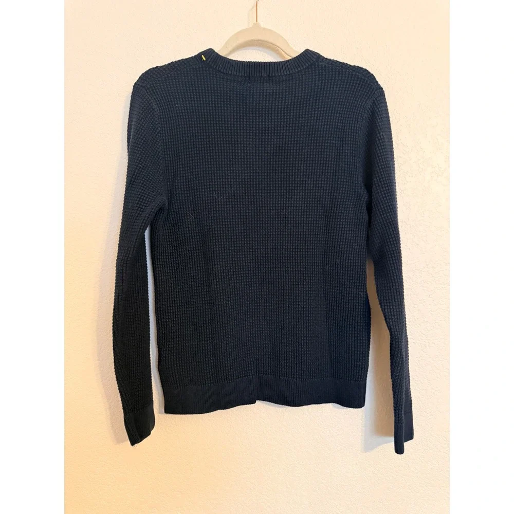 HM Mens Navy Blue Waffle Knit Crewneck Sweater‎ Regular Fit Size M